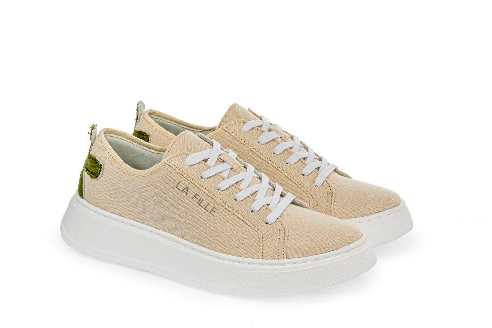 L.Pucci Sneakers P91222C Ecru-Green In Linea