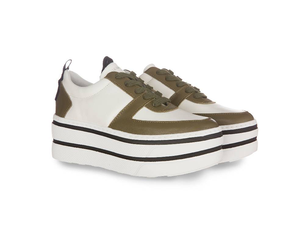 L.Pucci Oklahoma Leather White-Green Aviation Sottocosto