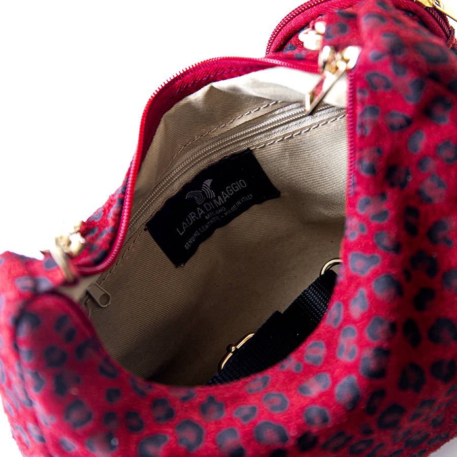 Laura Di Maggio AVANA – bag in camoscio con stampa animalier rossa Nuovo