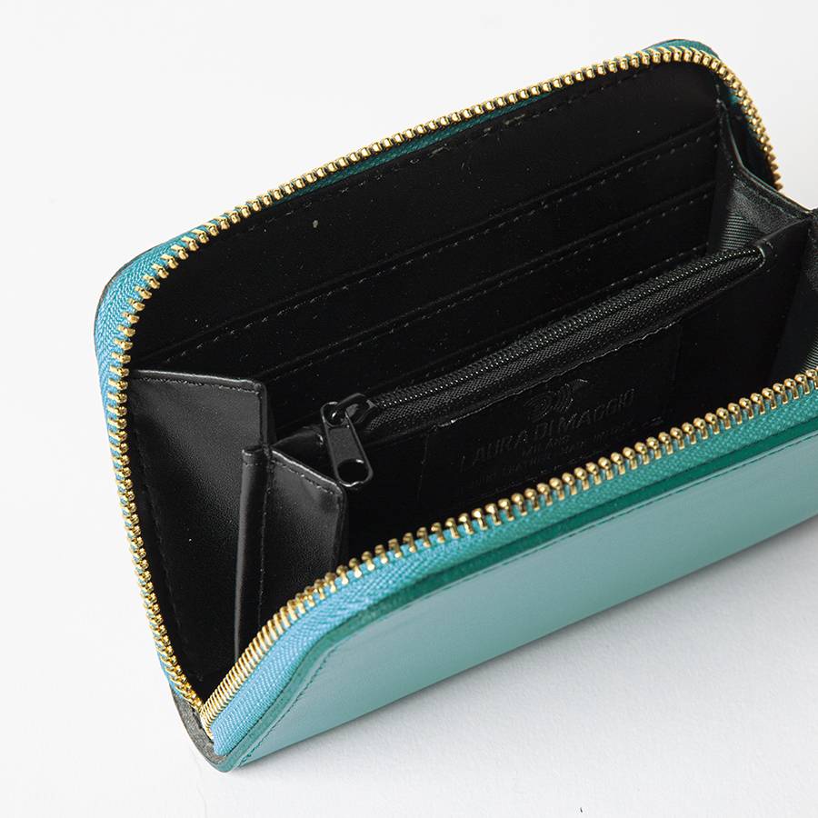 Laura Di Maggio ELEGANT MINI – portafoglio in pelle elegant turchese Nuovo
