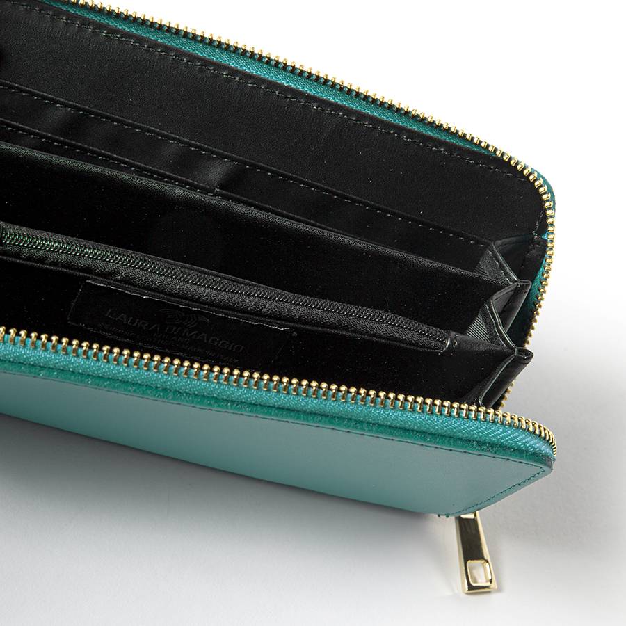 Laura Di Maggio ELEGANT – portafoglio in pelle elegant turchese Spedizione Gratuita