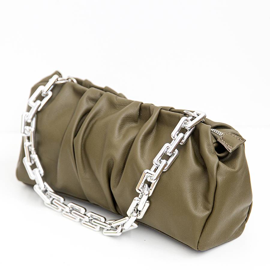 Laura Di Maggio MUFFIN – Borsa in pelle nappa verde oliva Sconto
