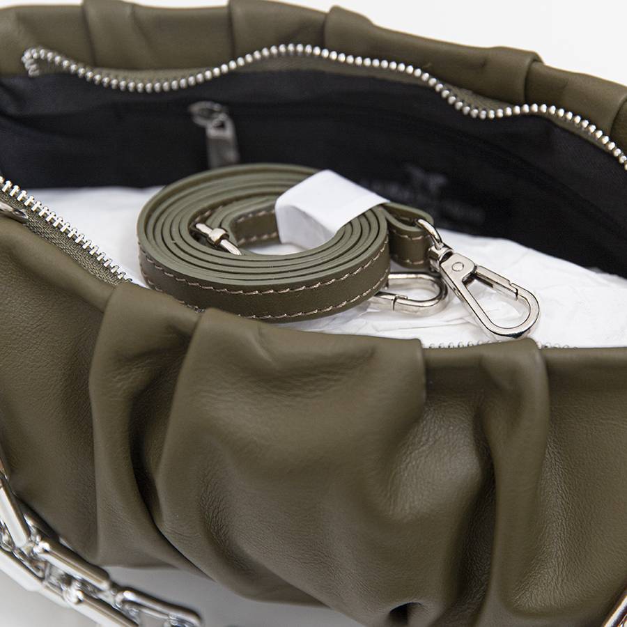 Laura Di Maggio MUFFIN – Borsa in pelle nappa verde oliva Sconto