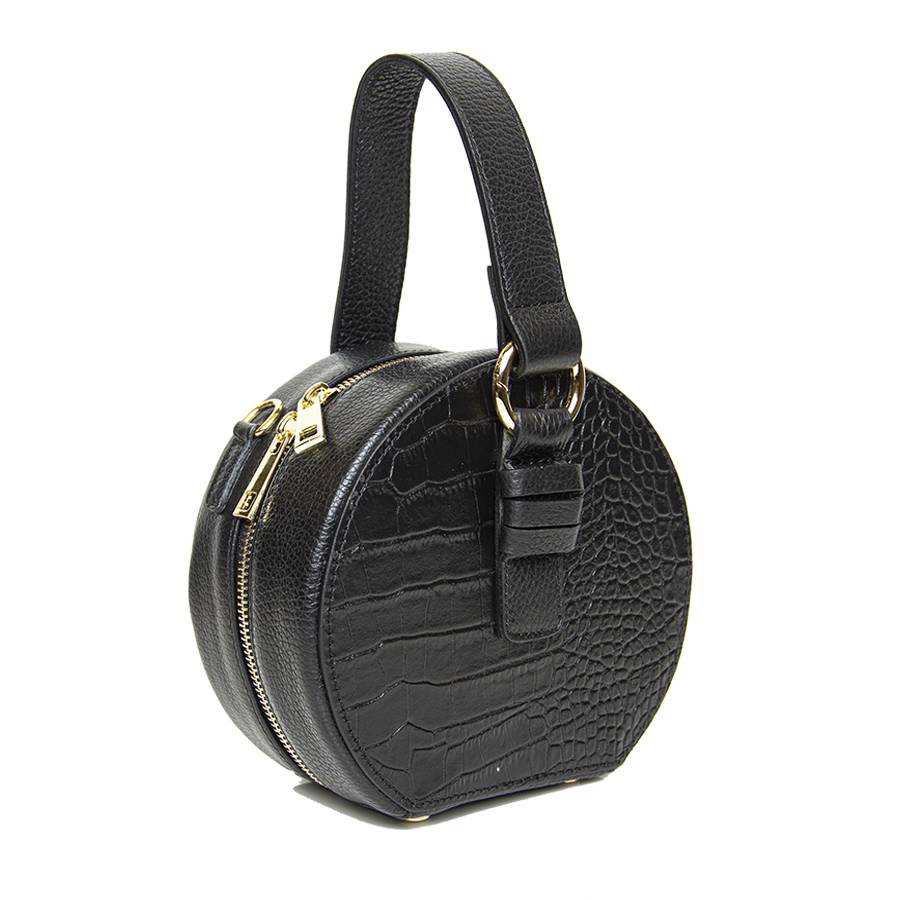 Laura Di Maggio LADY – Borsa circolare in pelle stampa cocco nera Economico
