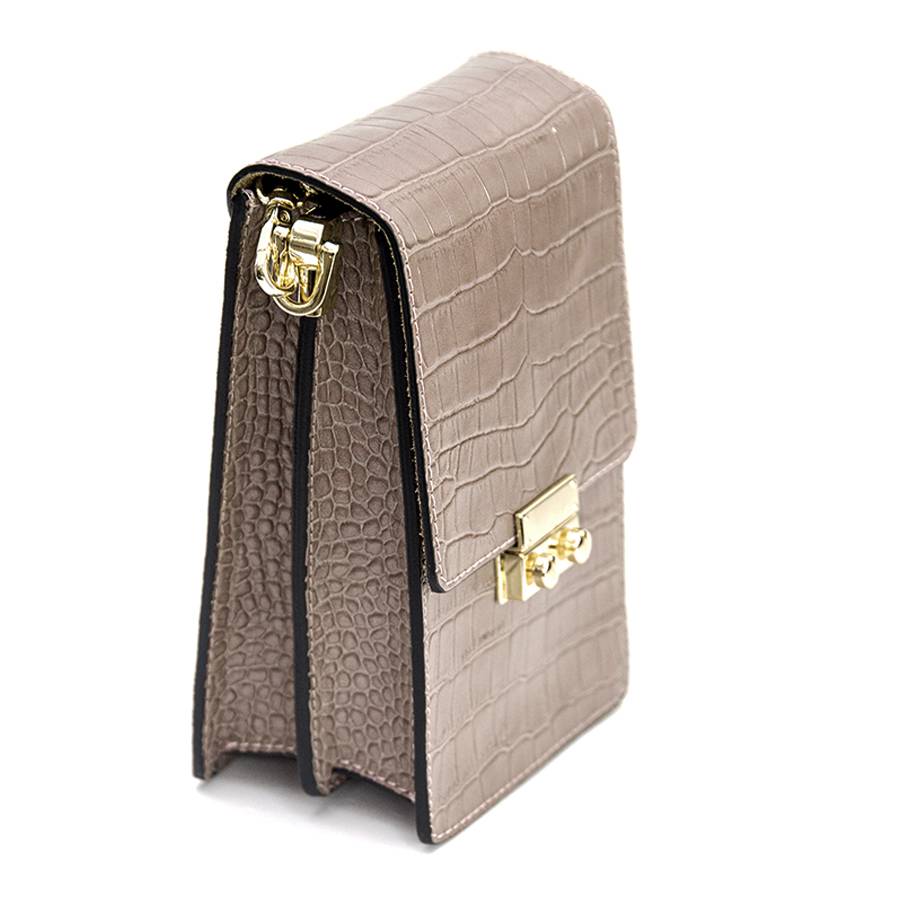 Laura Di Maggio SOIRÉE – Borsa da Sera in Pelle Stampa Cocco – Taupe In Vendita