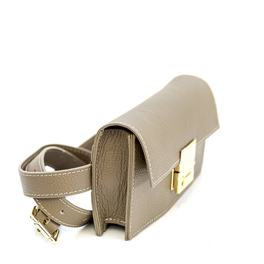 Laura Di Maggio CAROL – marsupio taupe con chiusura oro Saldi Di Fabbrica