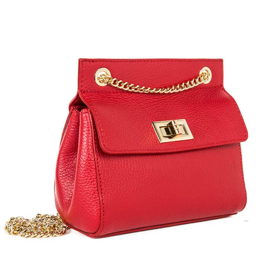 Laura Di Maggio GRETA – mini bag in pelle rossa con manici a catena Negozio