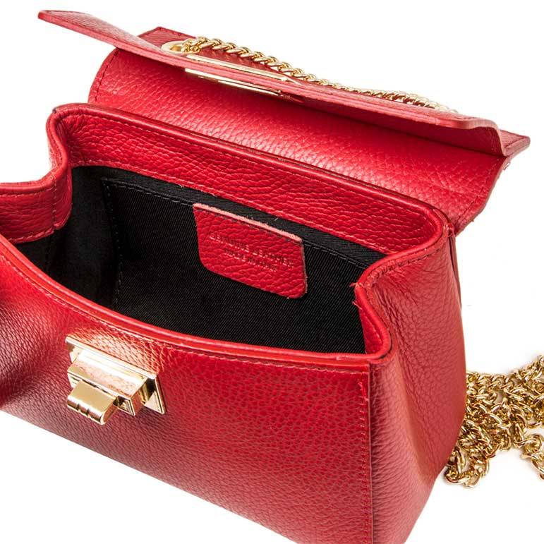Laura Di Maggio GRETA – mini bag in pelle rossa con manici a catena Negozio
