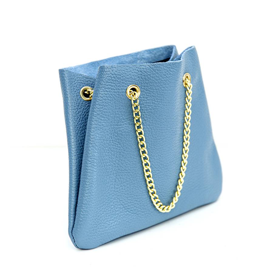 Laura Di Maggio CAMILLE – mini bag in pelle avio con catena oro Italy