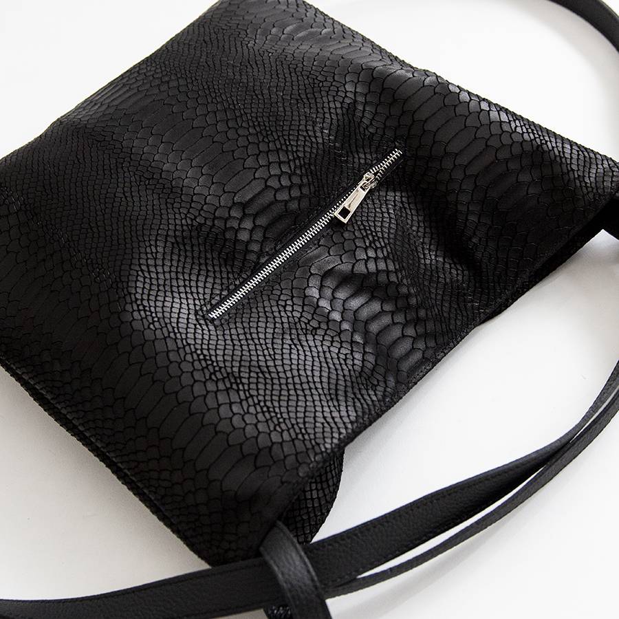 Laura Di Maggio VENICE – Zaino/borsa in pelle stampa pitone nero Qualità