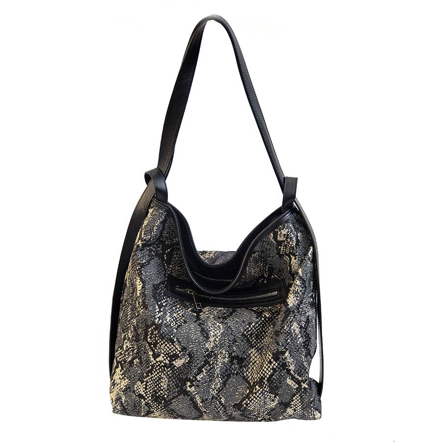 Laura Di Maggio VENICE – Zaino/borsa in pelle e tessuto pitonato Soddisfazione Garantita