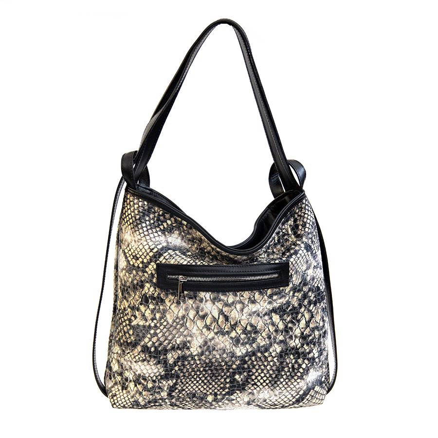 Laura Di Maggio VENICE – Zaino/borsa in pelle e tessuto roccia Acquista Ora