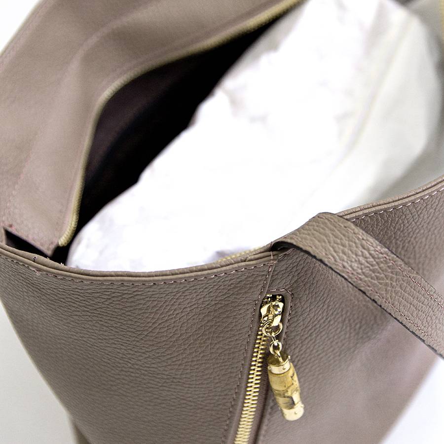 Laura Di Maggio BAMBU’ SHOPPER – Borsa in pelle taupe In Saldo