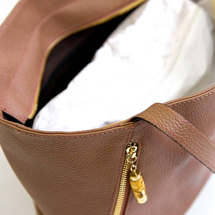 Laura Di Maggio BAMBU’ SHOPPER – Borsa in pelle cuoio Nuova