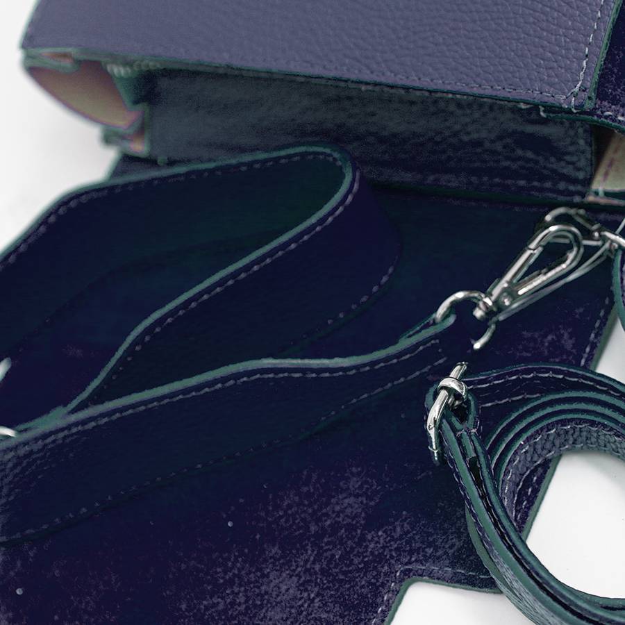 Laura Di Maggio BIJOUX – Postina in pelle dollaro e camoscio blu Pezzi Unici