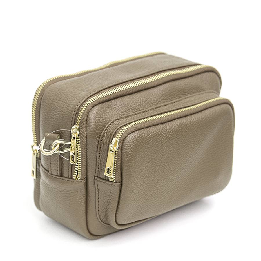 Laura Di Maggio SAPONETTA OVER – Borsa a tracolla in pelle dollaro taupe Qualità Garantita