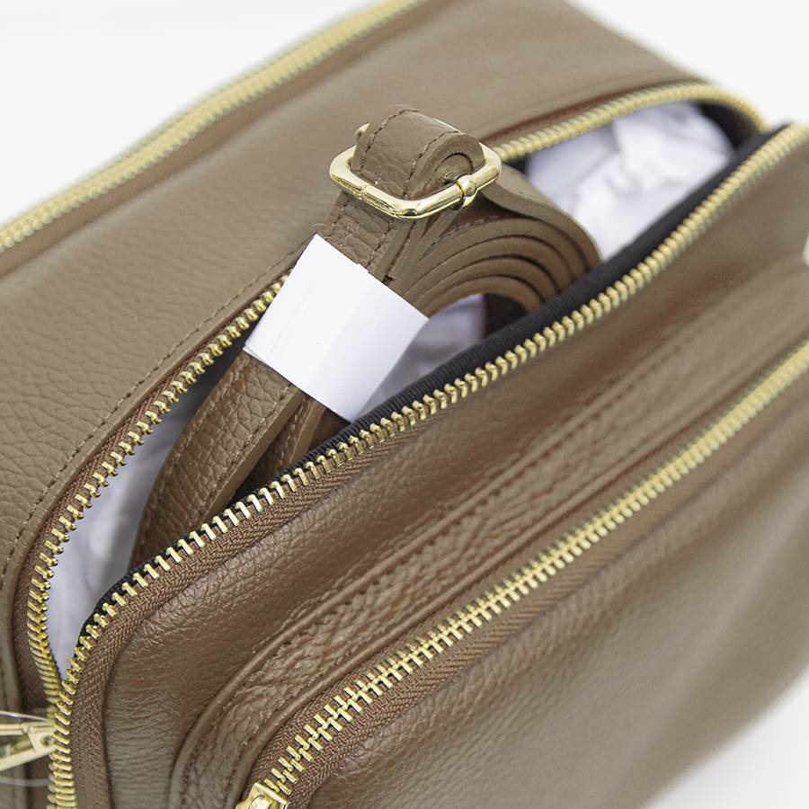 Laura Di Maggio SAPONETTA OVER – Borsa a tracolla in pelle dollaro taupe Qualità Garantita
