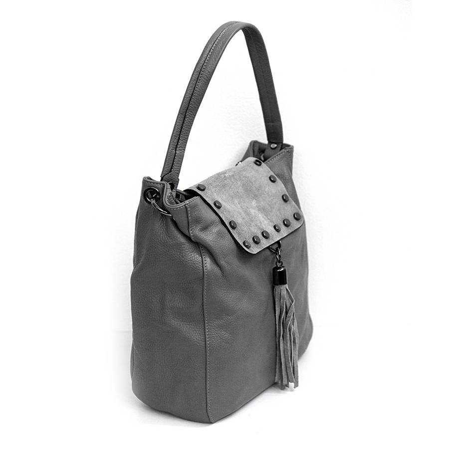 Laura Di Maggio ISIDORA – Borsa in pelle dollaro + camoscio antracite Negozi Online