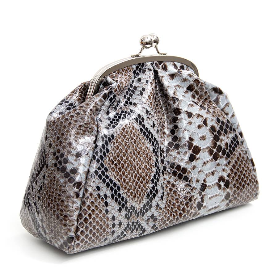 Laura Di Maggio CLUTCH – borsello in pelle stampa pitone azzurro Promozione Limitata