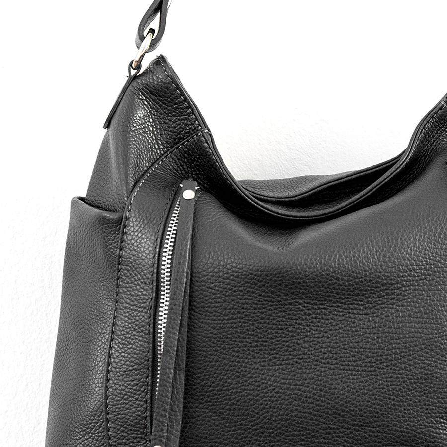 Laura Di Maggio ZIPPY – sacca in pelle con zip nera Offerte