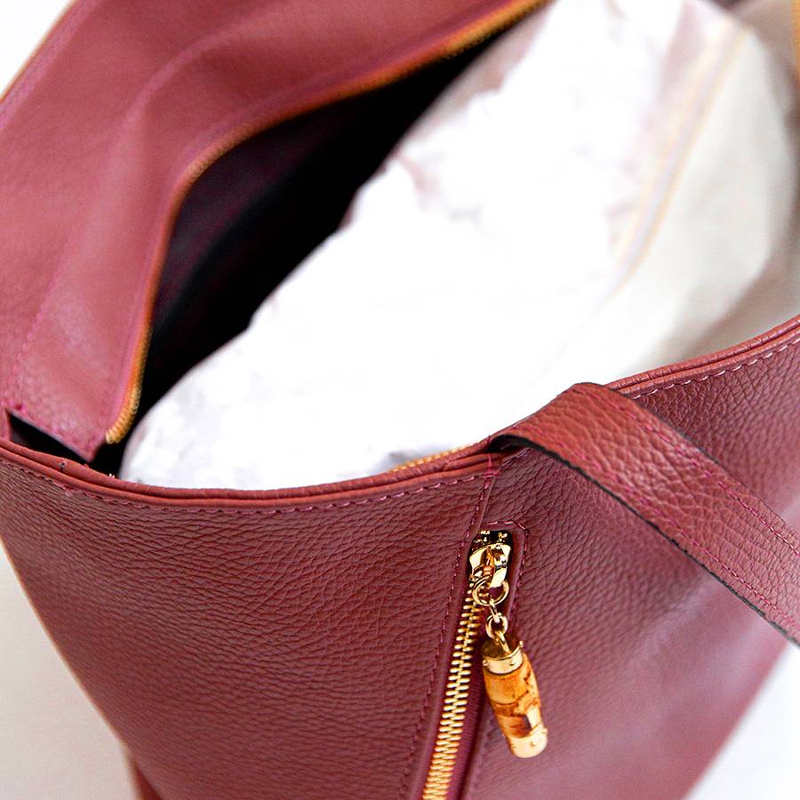 Laura Di Maggio BAMBU’ SHOPPER – Borsa in pelle rossa Nuova