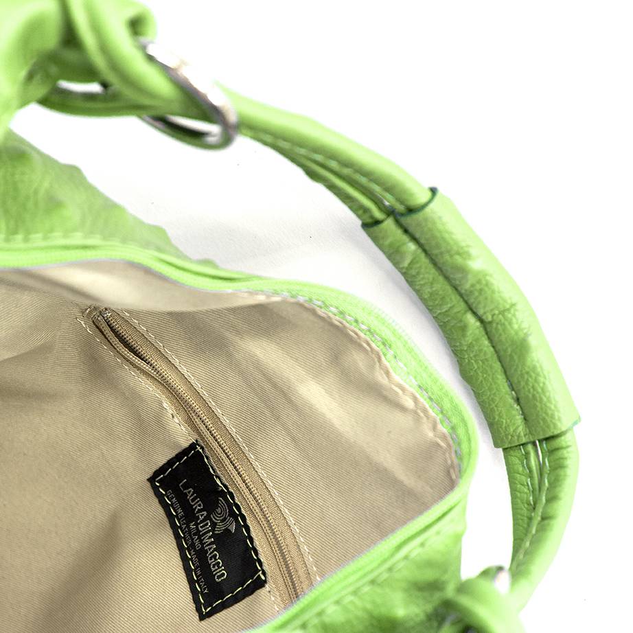 Laura Di Maggio ASIA – hobo bag in pelle stampa chiodo verde mela 2025