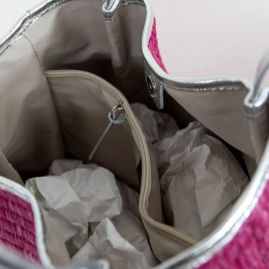 Laura Di Maggio ADIMA – shopping in pelle e paglia fucsia Smaltimento dello stoccaggio