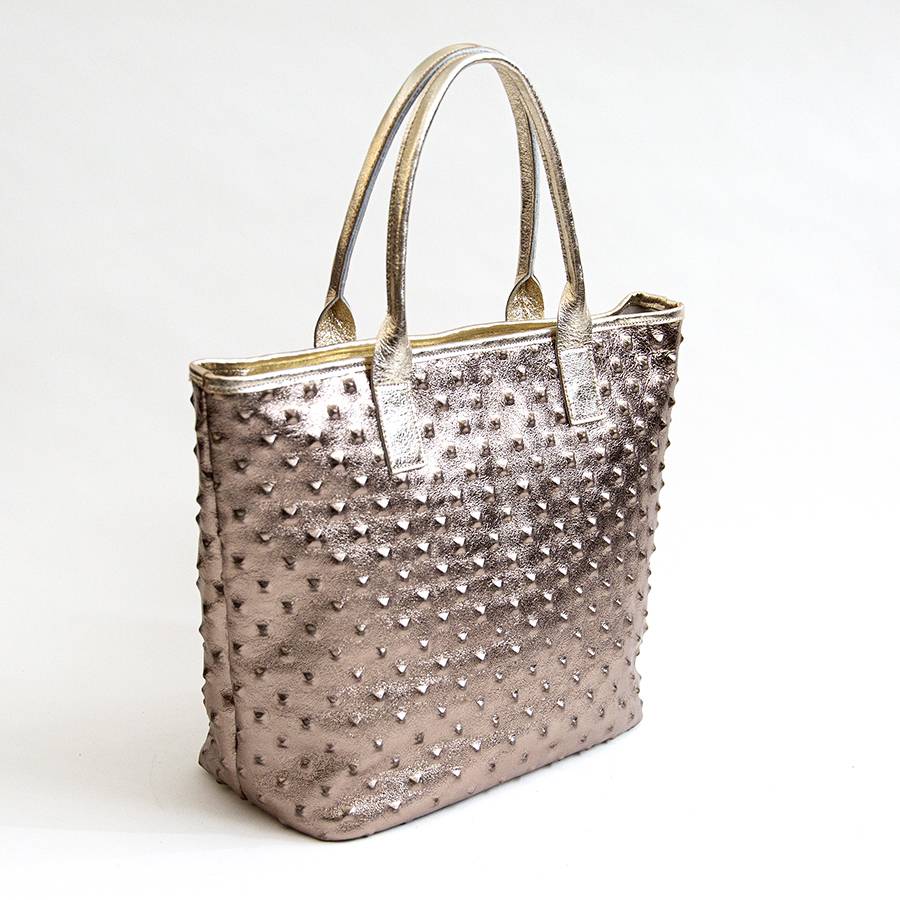 Laura Di Maggio ALTEA – shopping in pelle stampa chiodo bronzo Economico