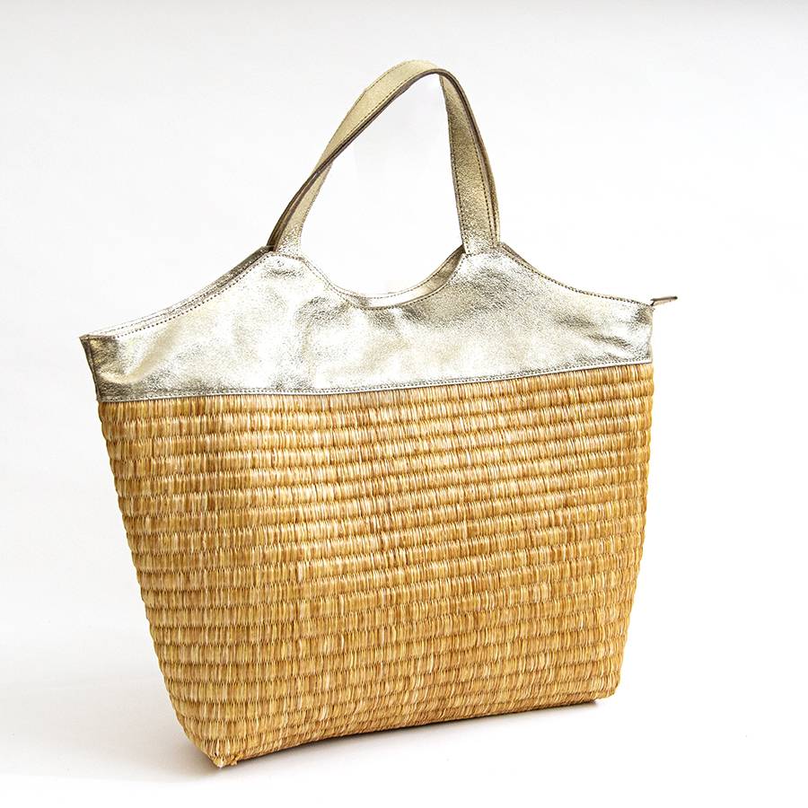 Laura Di Maggio ASTRID – borsa in paglia e pelle laminata Outlet