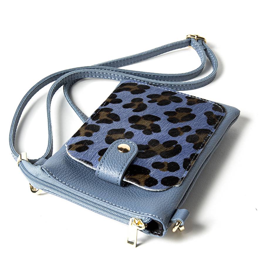 Laura Di Maggio TINY – Porta cellulare in pelle dollaro con cavallino stampa leopardata avio Liquidazione