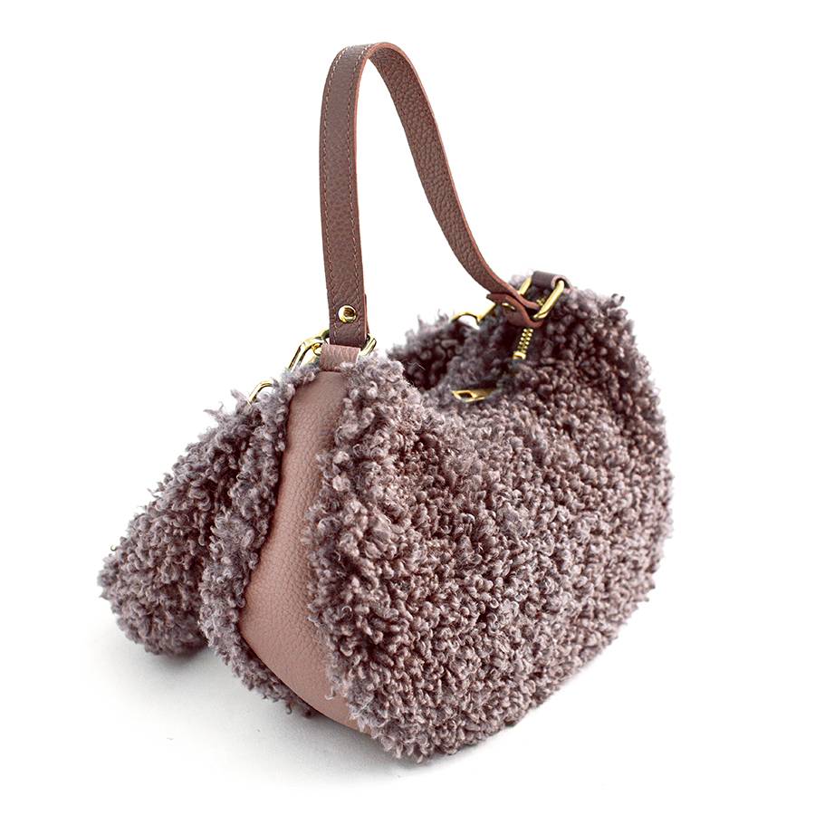 Laura Di Maggio BOUCLE’ MINI – sacca in pelle e pelliccia ecologica rosa Enormi risparmi