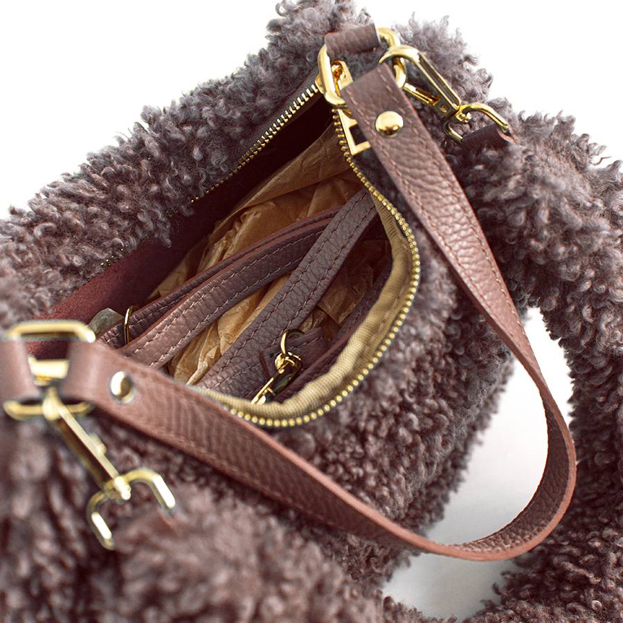 Laura Di Maggio BOUCLE’ MINI – sacca in pelle e pelliccia ecologica rosa Enormi risparmi