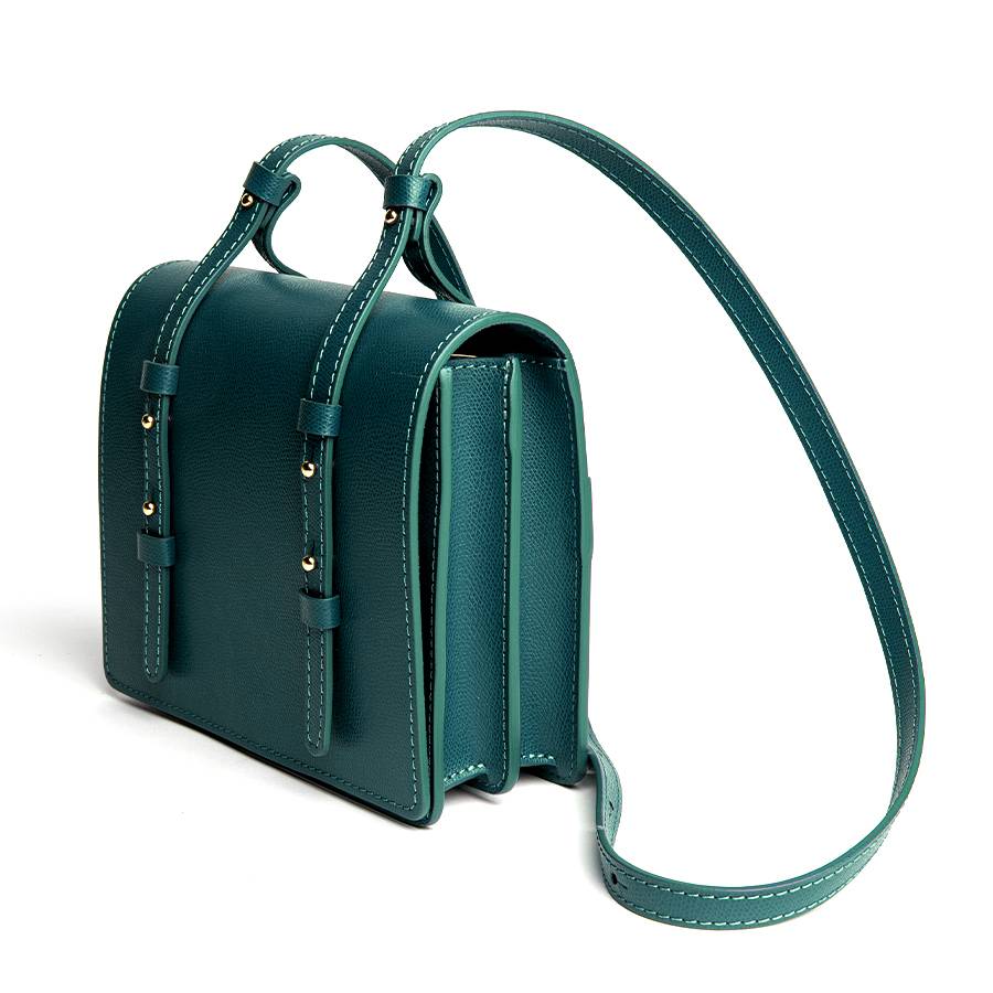 Laura Di Maggio LEA – Postina in pelle saffiano petrolio 2025