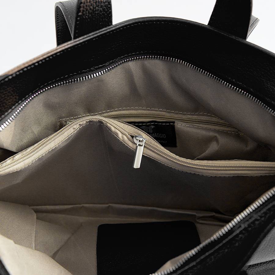 Laura Di Maggio CORA – shopping doppio manico in pelle nera Negozi Online