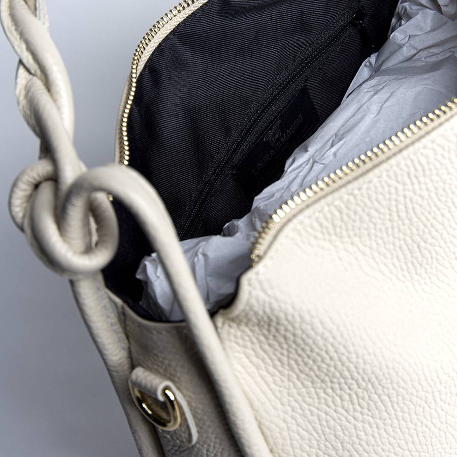 Laura Di Maggio JULES – Sacca in pelle con manico intrecciato panna Shopping Online