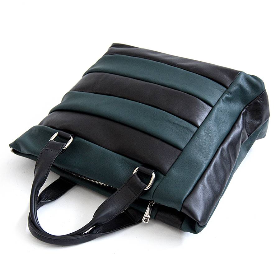 Laura Di Maggio TESSA TOTE – borsa in pelle nappa trapuntata petrolio Presa