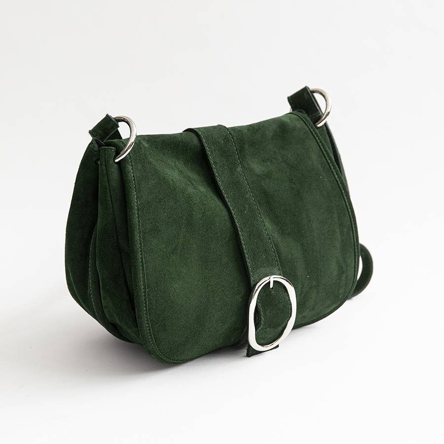 Laura Di Maggio HELOIZE – Postina in camoscio con fibbia verdone Nuova