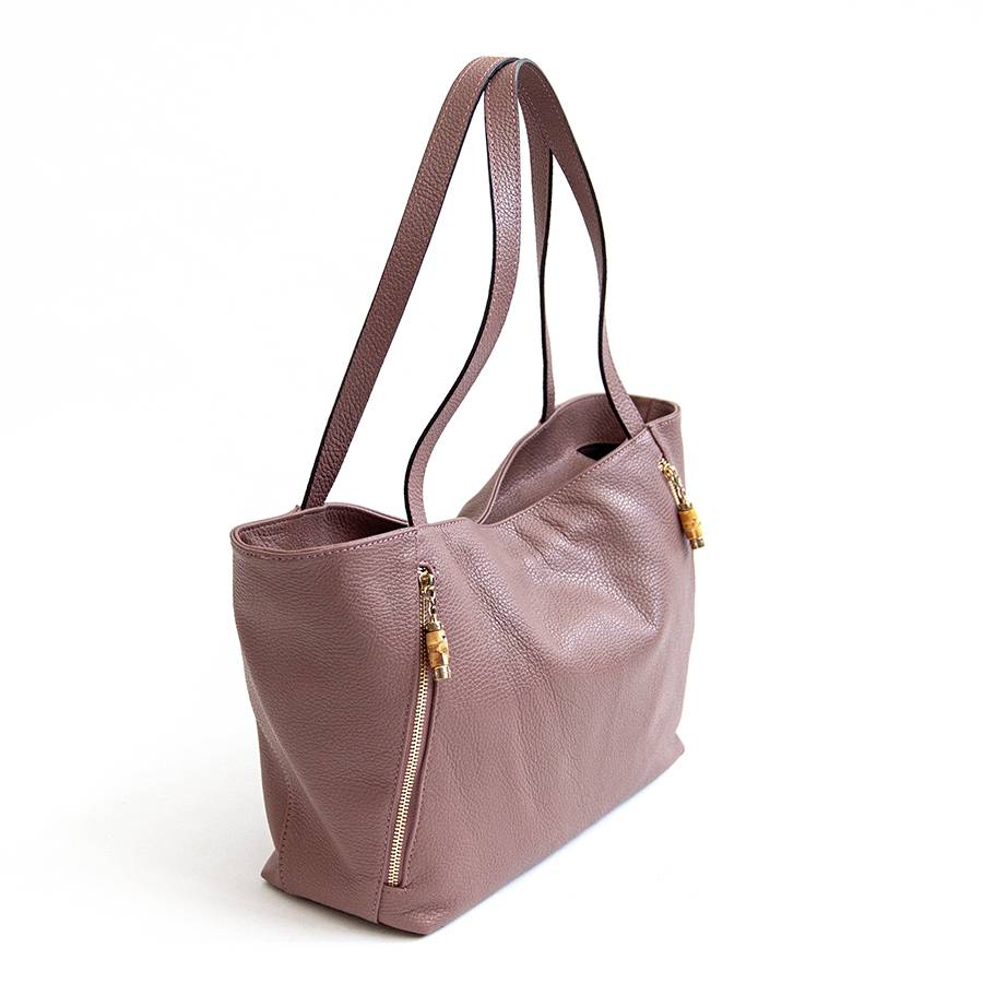 Laura Di Maggio BAMBU’ SHOPPER – Borsa in pelle marsala Offerta speciale