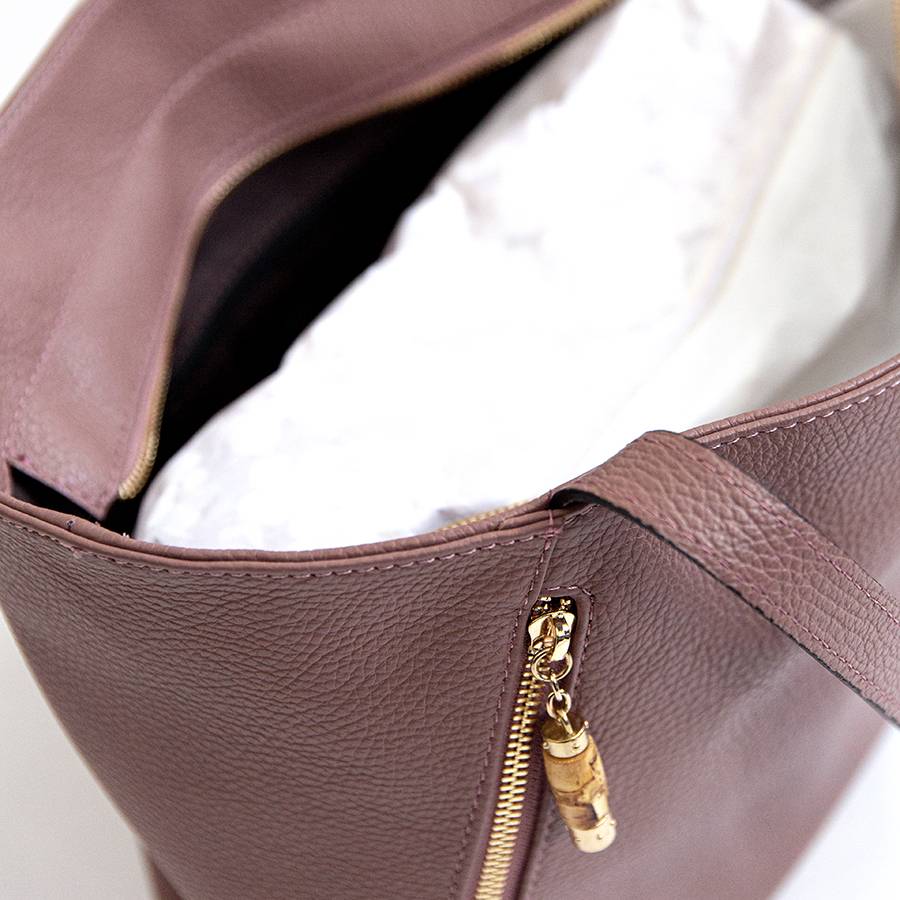 Laura Di Maggio BAMBU’ SHOPPER – Borsa in pelle marsala Offerta speciale