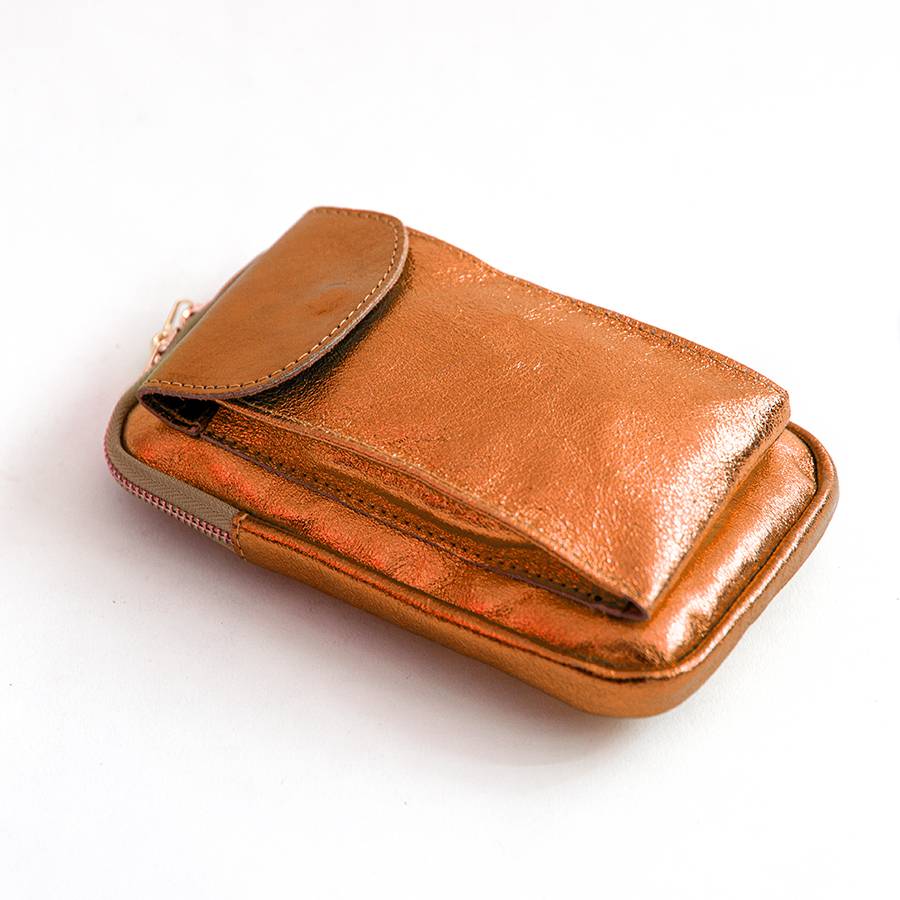 Laura Di Maggio PORTACELLULARE – pelle laminata arancio Flash Sale