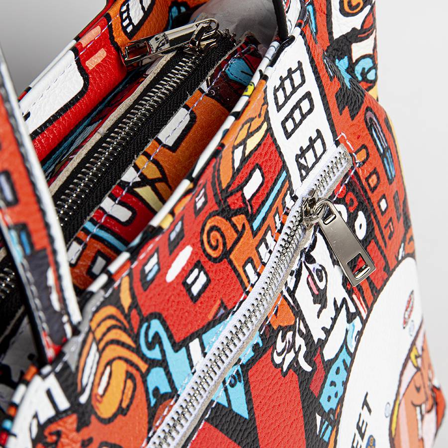 Laura Di Maggio DOODLE – shopping in pelle serigrafata rossa Offerta per la Festa della Mamma