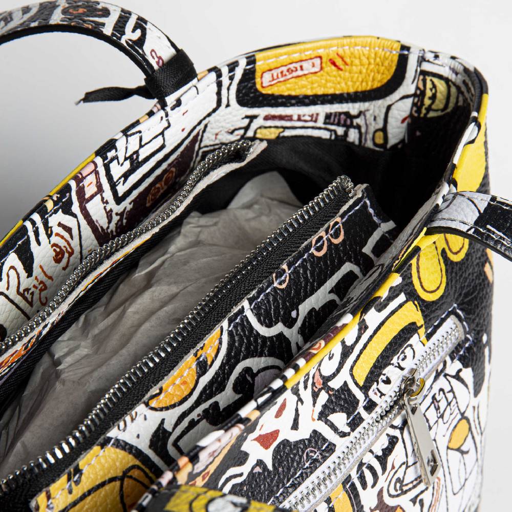 Laura Di Maggio DOODLE – shopping in pelle serigrafata bianca Offerta Giorno del Papà