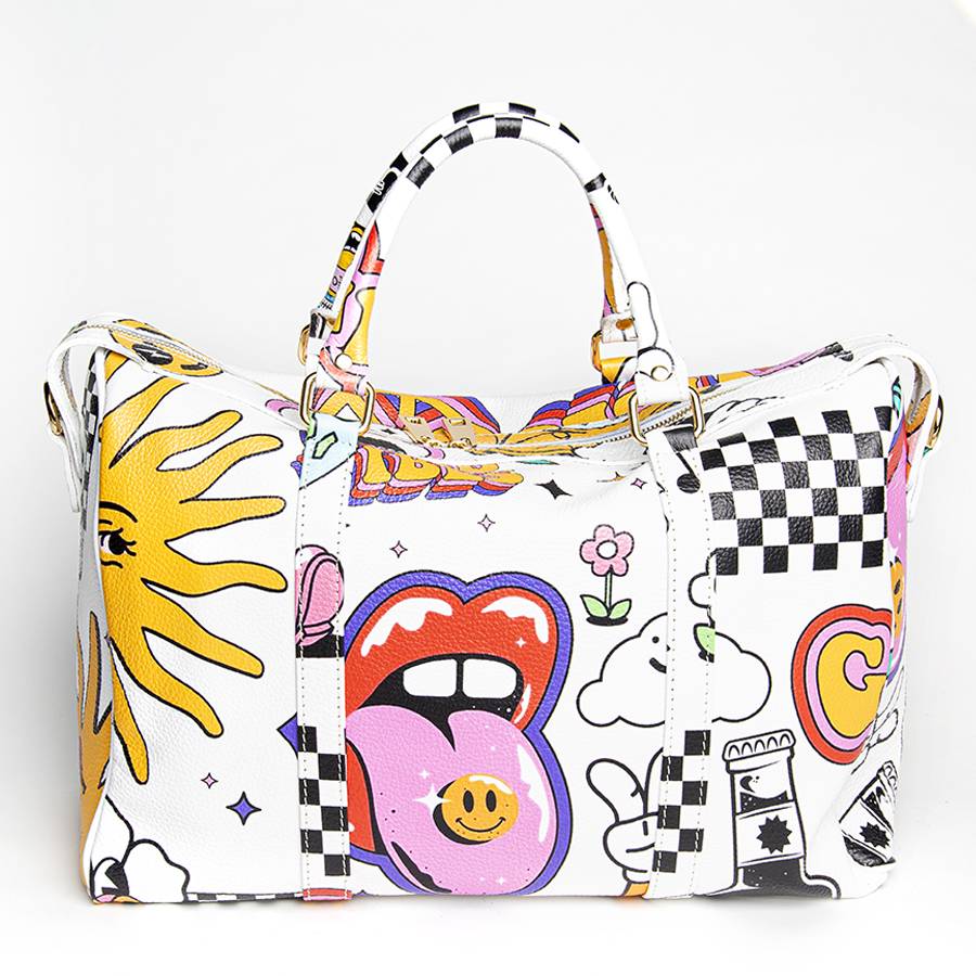 Laura Di Maggio DOODLE TRAVEL – Borsone in pelle serigrafata Sconti VIP