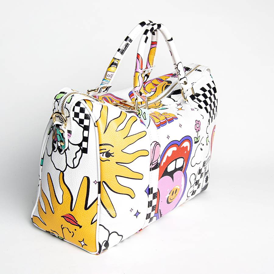 Laura Di Maggio DOODLE TRAVEL – Borsone in pelle serigrafata Sconti VIP