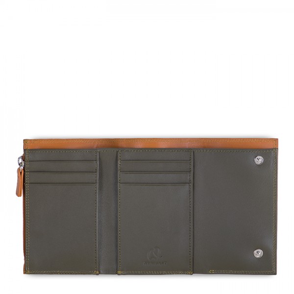 Mywalit Portafoglio da uomo Tri-fold con zip Marrone-Oliva Offerta Giorno del Papà