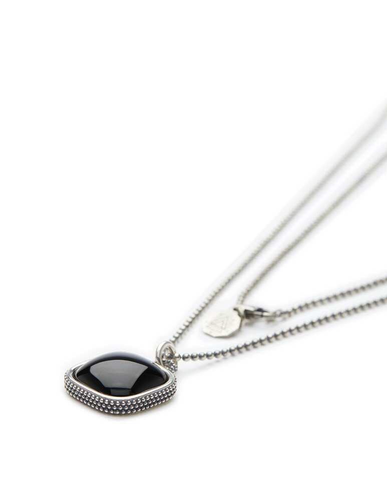 NOVE25 Collana pendente quadrato puntinato onice s150 l70 - nero Vendita