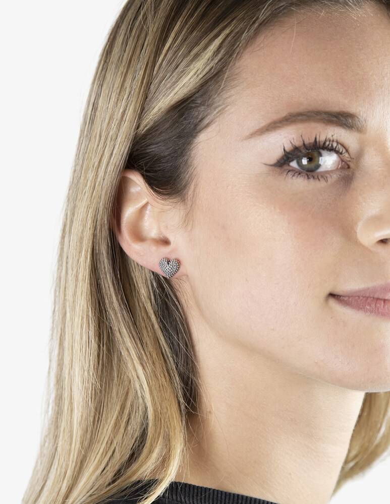 NOVE25 Orecchino singolo lobo cuore puntinato - argento Spedizione Gratuita