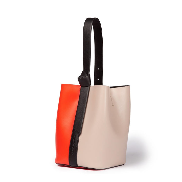 Roberta Gandolfi Cinzia Bucket small in pelle bicolor con tracolla staccabile Vendita Calda