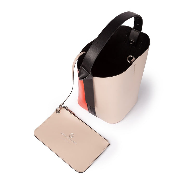 Roberta Gandolfi Cinzia Bucket small in pelle bicolor con tracolla staccabile Vendita Calda