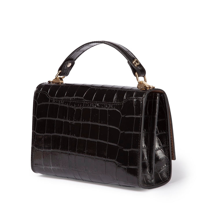 Roberta Gandolfi Nicole cocco compact crossbody borsa in pelle stampa cocco con tramezza interna e tasca esterna con tracolla staccabile e regolabile Vendita
